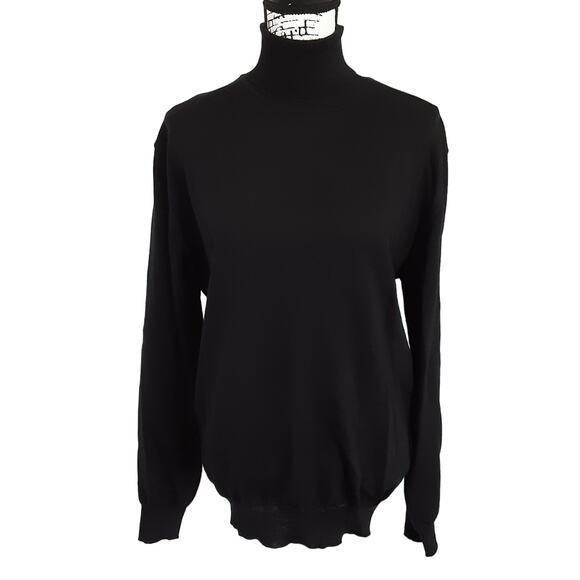 Angelo Litrico 100% Wool Black Turtleneck Sweater Woolmark Womens XL Minimalist - Picture 1 of 8